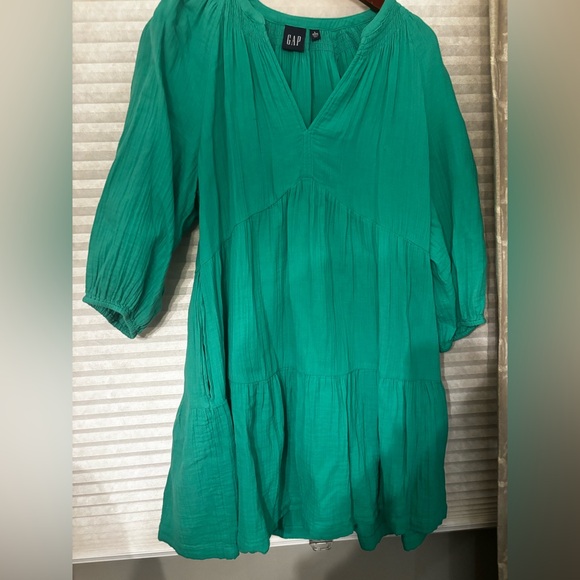 Gap Crinkle Gauze Tiered Mini Dress | size large petite - Picture 5 of 7